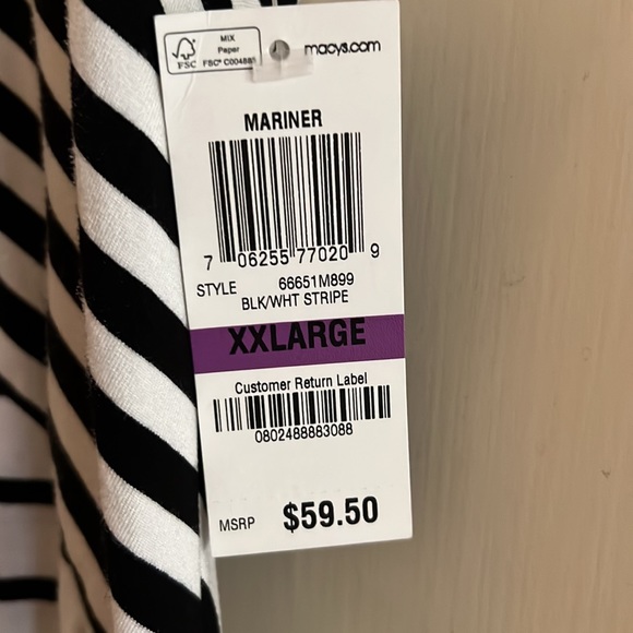 New INC black and white stripe top with zipper shoulder detail - Picture 4 of 6